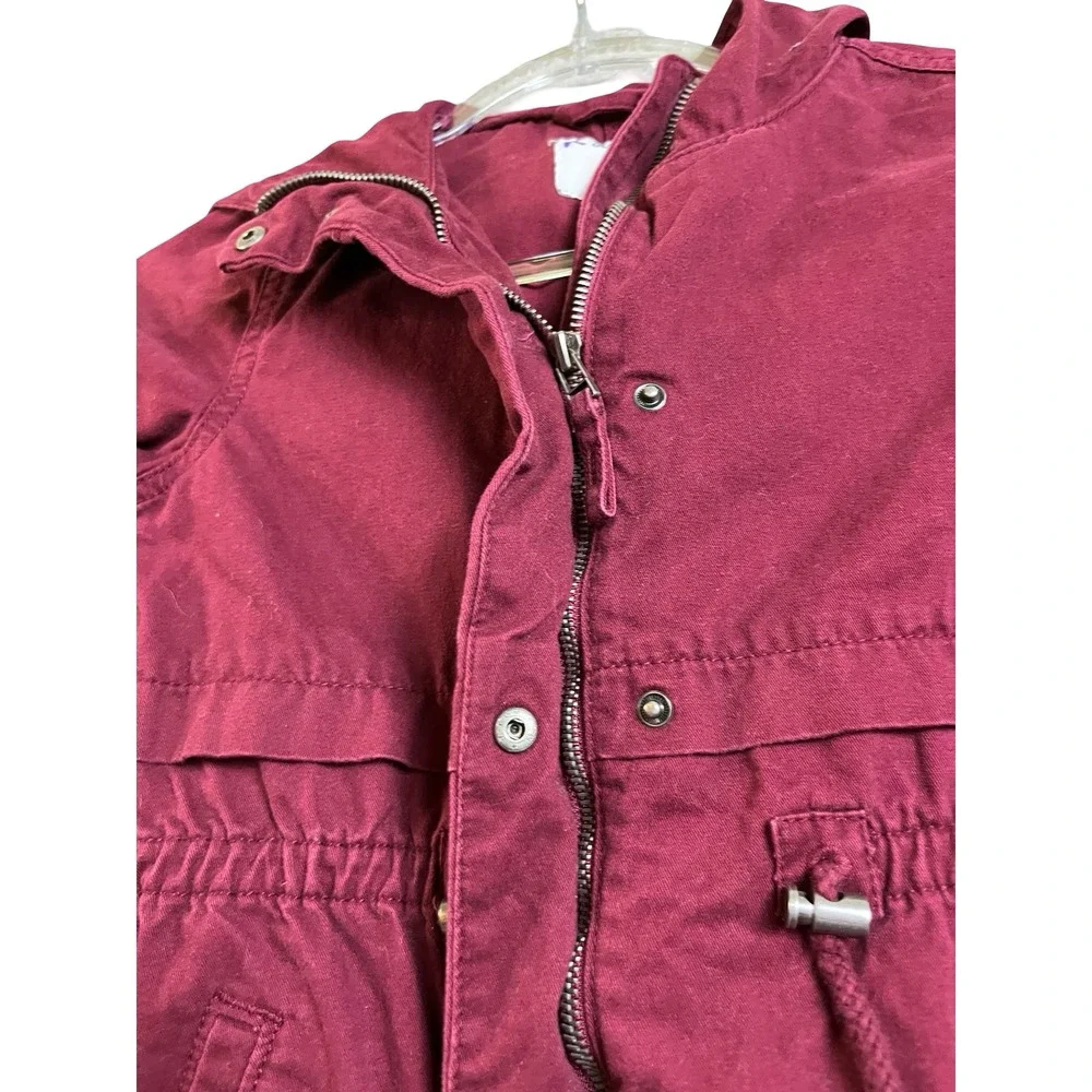 Old Navy Kids Burgundy Utility Hooded Parka Jacket Cinched Waist Size M 8